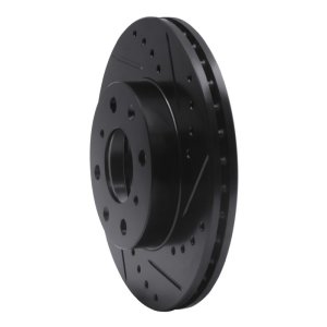 Honda Civic Brake Rotor (1) - Front Right - R1 Concepts - Drilled & Slotted - Black - `90-`00